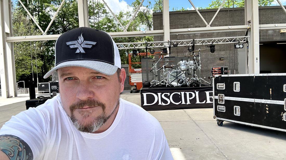 Steve in front of the Disciple stage set